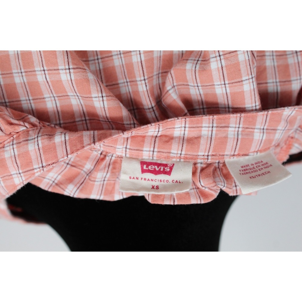 Levi's XSmall Top Lainey Blouse Mona Plaid Terra Cotta Orange 100% cotton EXC - Picture 9 of 10